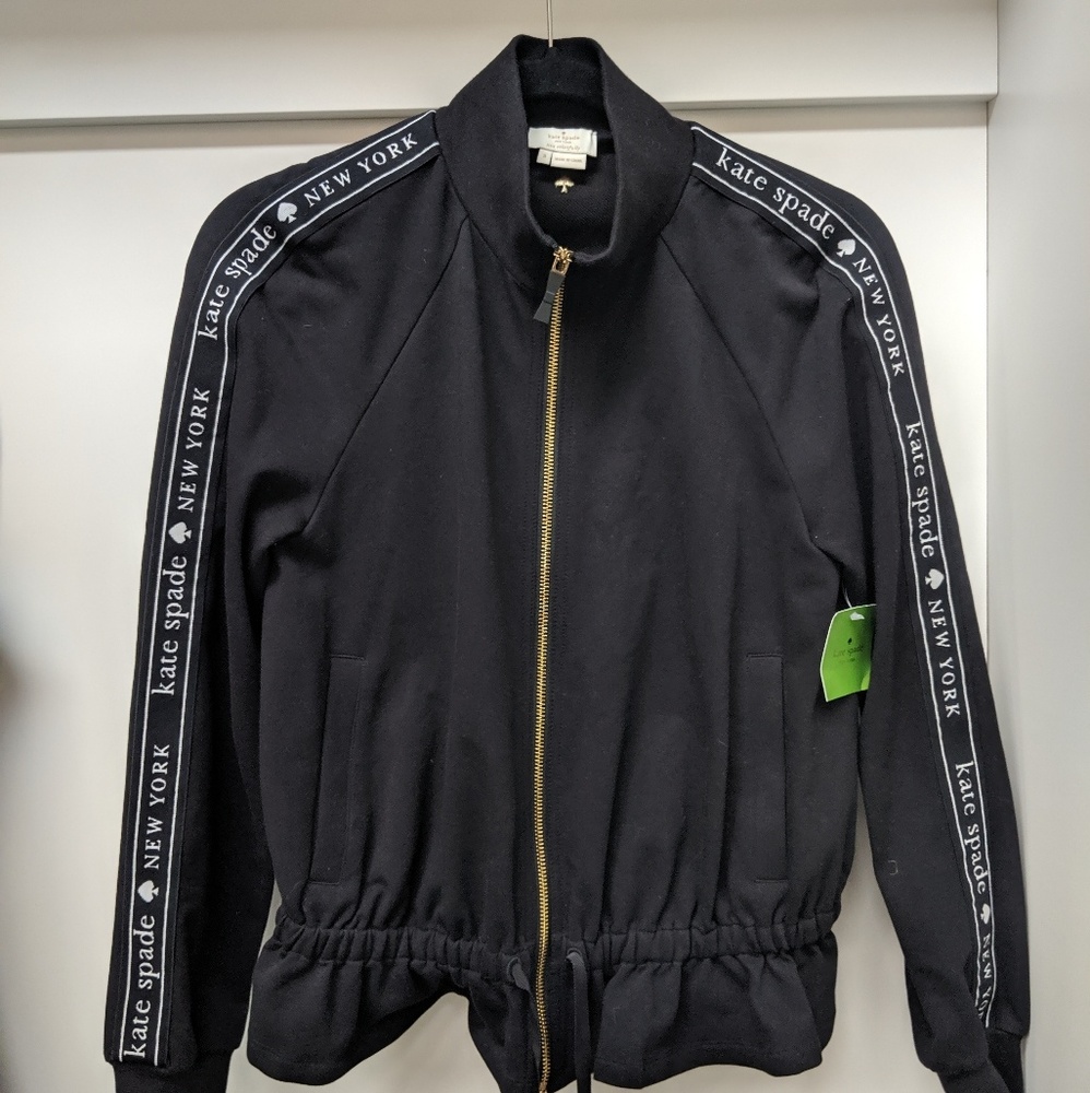 New Kate Spade logo ruffle track jacket